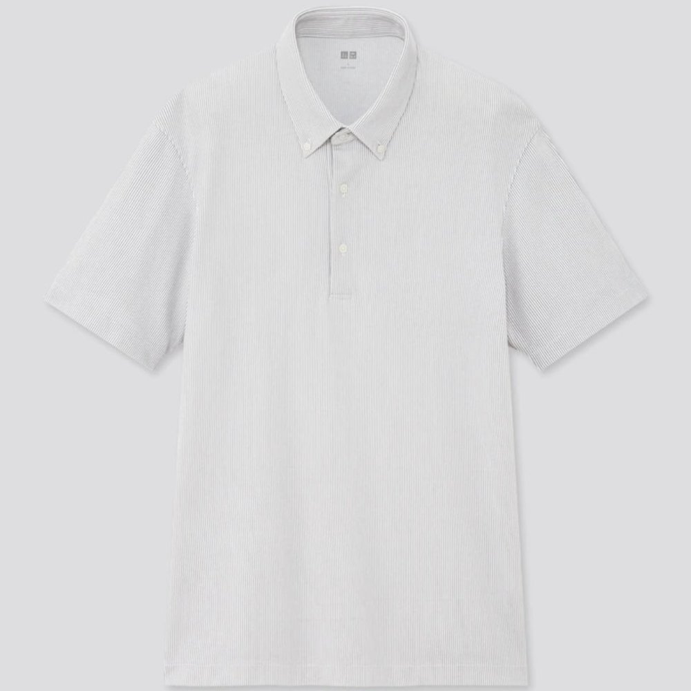 BNWT Uniqlo AIRism Pique Polo, Grey "Seersucker", XS
